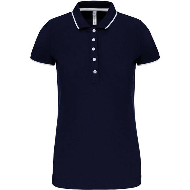 Kariban | K252, Dámske kontrastné piqué polo, modrá Navy - biela - červená, XL Kariban | K252, Dámske kontrastné piqué polo, modrá Navy - biela - červená, XL