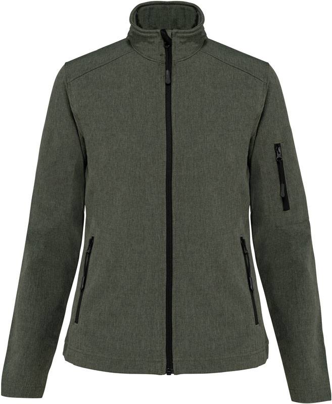 Kariban|K400, Dámska 3vrstv.softshell bunda, zelená Marl, XL