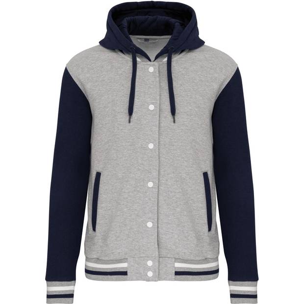 Kariban|K4003, Unisex univerzitní bunda"Teddy", sivá Oxford-modrá Navy-biela, XS Kariban|K4003, Unisex univerzitní bunda"Teddy", sivá Oxford-modrá Navy-biela, XS