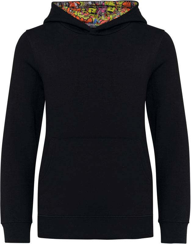 Kariban | K4014, Detská mikina s kapucňou, čierna - sivá Skate Graffiti, 6/8