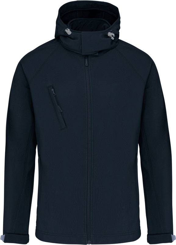 Kariban|K413, Pánska 3vrstv.softshell bunda s kapuc., modrá Navy, L