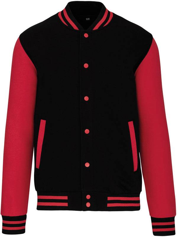 Kariban|K497, Unisex flís.bunda"Teddy", čierna-červená, XS