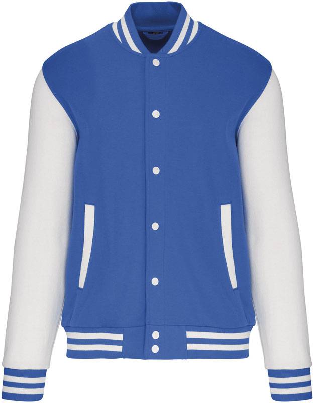 Kariban|K497, Unisex flís.bunda"Teddy", modrá Light Royal-biela, XXL