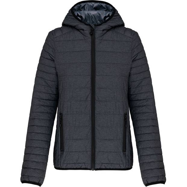 Kariban | K6111, Ľahká dámska prešívaná bunda s kapucňou, sivá marl dark, XL Kariban | K6111, Ľahká dámska prešívaná bunda s kapucňou, sivá marl dark, XL
