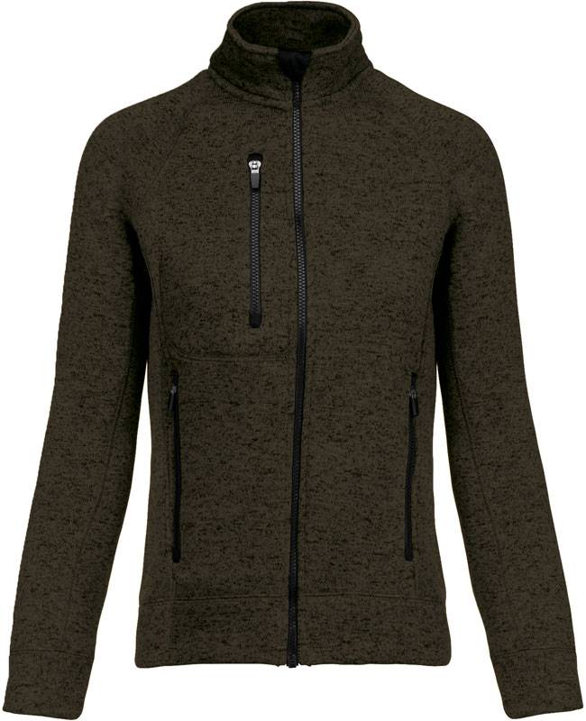 Kariban|K9107, Dámska melanžová flís.bunda, zelená Dark Khaki Mel, M