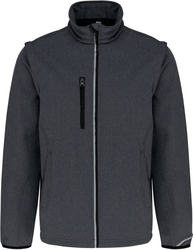 Kariban ProAct|PA323, 3vrstv.softshell bunda s odopínateľnými rukávmi, sivá Dark Marl, XL
