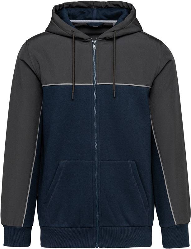 Kariban | WK410, Pracovná mikina s kapucňou, modrá Navy - sivá Dark, XS