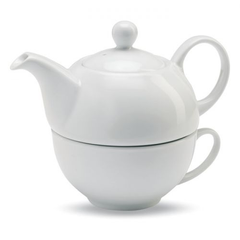 Obrázok ku produktu Keramický čajník so šálkou, biela