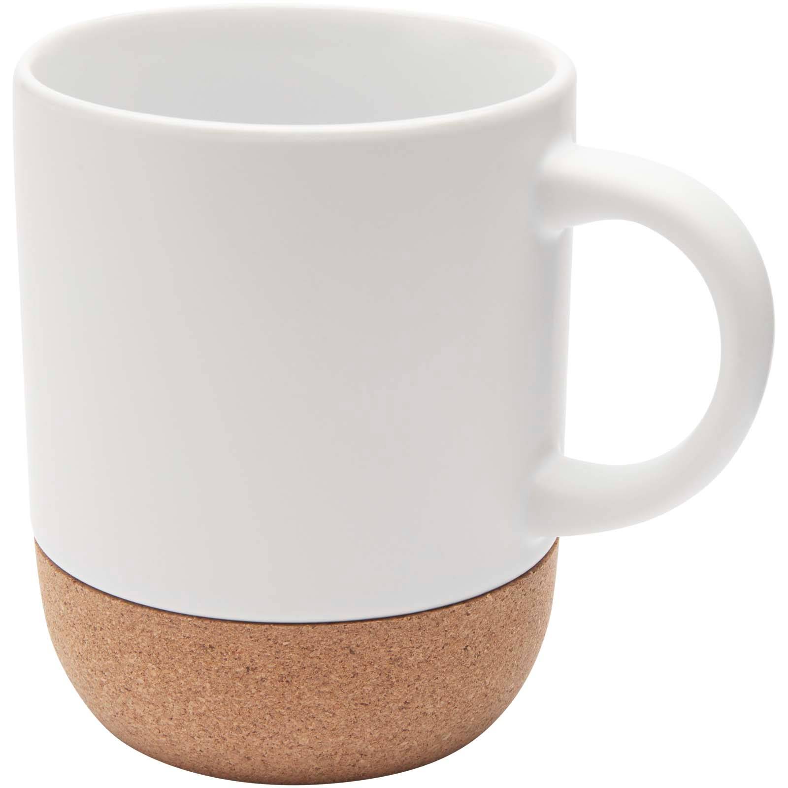 Keramický hrnček s objemom 300 ml s korkovými detailmi a matným povrchom Billie, biela