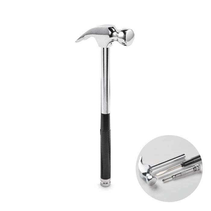 Kladivo a skrutkovač z ocele, sivá Silver