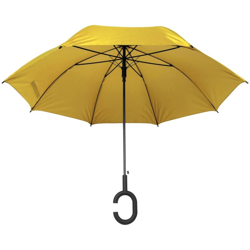 Klasický deštník s madlem na ruku, žlutý