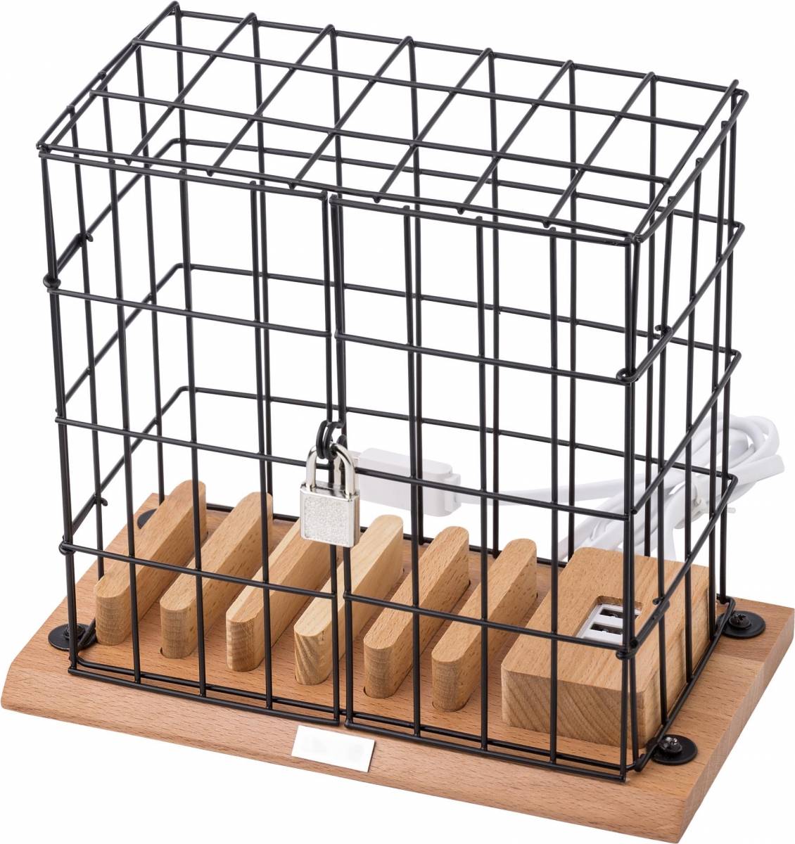 Klec na zamknutí mobilního telefonu včetně USB portu pro nabíjení