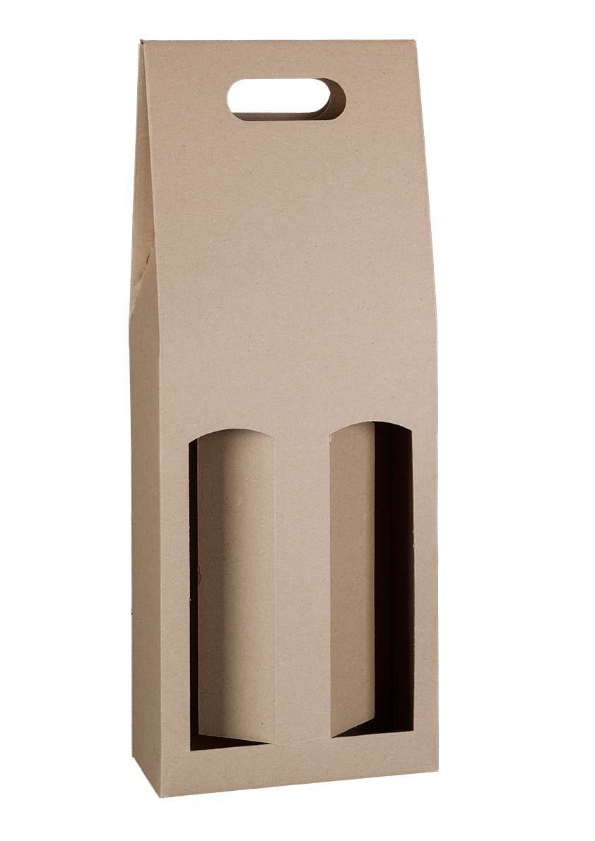 KLEROS kartonová dárková krabice na 2 láhve vína, hnědá