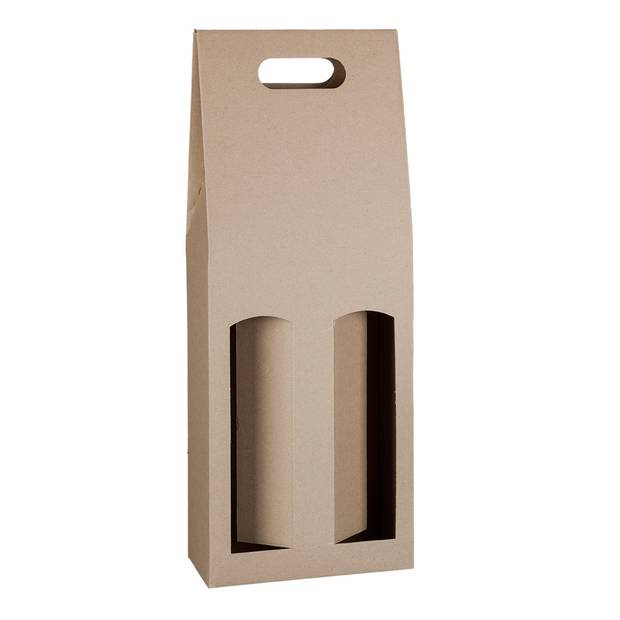 KLEROS kartonová dárková krabice na 2 láhve vína, hnědá KLEROS kartonová dárková krabice na 2 láhve vína, hnědá