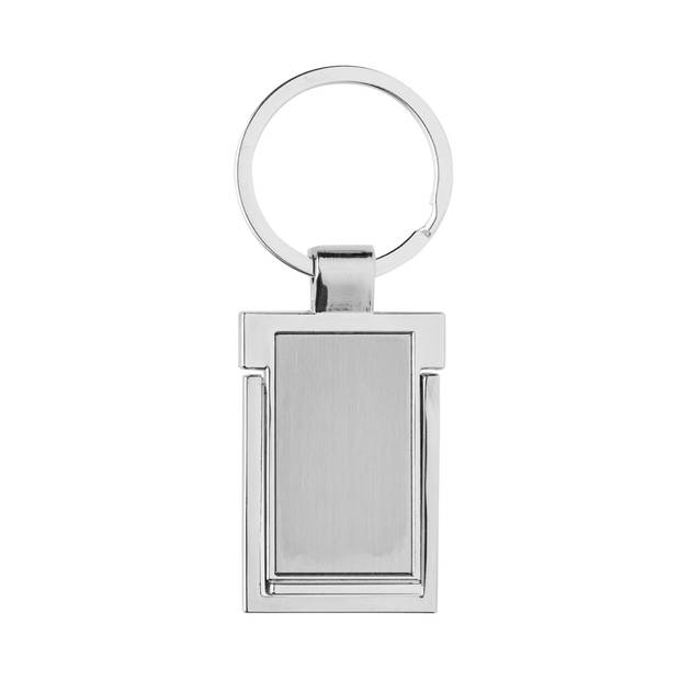 Kľúčenka so stojančekom na telefón z RCS recy zliatiny zinku, sivá strieborná Kľúčenka so stojančekom na telefón z RCS recy zliatiny zinku, sivá strieborná