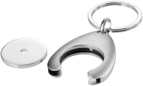 Kľúčenka so žetónom do nákupného vozíka, strieborná