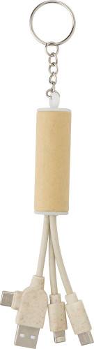 Kľúčenka USB nabíjačka Tyson, hnedá