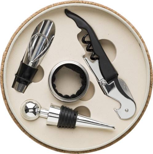 Korkový set na víno Milana, hnedá