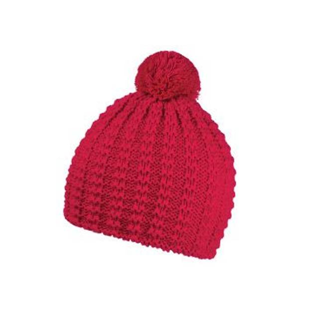 KORNELA pletená zimná čiapka s brmbolcom v rovnakej farbe, červená KORNELA pletená zimná čiapka s brmbolcom v rovnakej farbe, červená