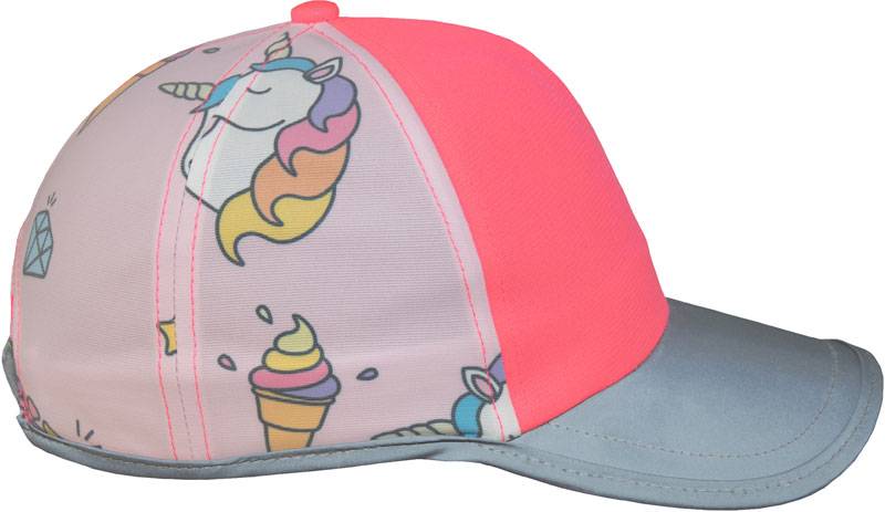 Korntex | CAPACT, Detská 5 panelová šiltovka "Action", ružová Neon - Unicorn, onesize