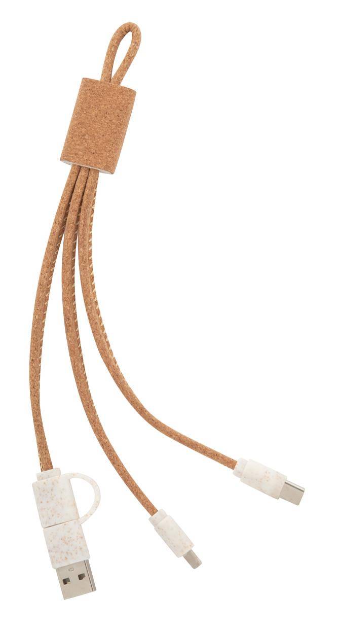 Koruku USB nabíjací kábel, hnedá prírodná
