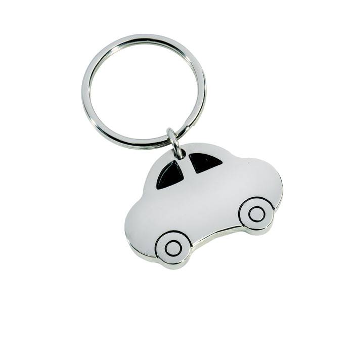 Kovová klíčenka auto, stříbrná