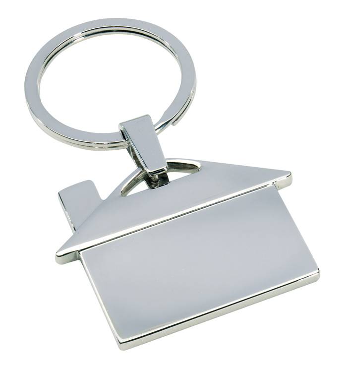 Kovová klíčenka domeček, stříbrná