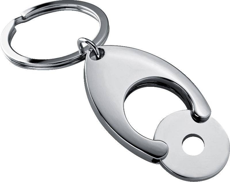 Kovová klíčenka s žetonem, stříbrná