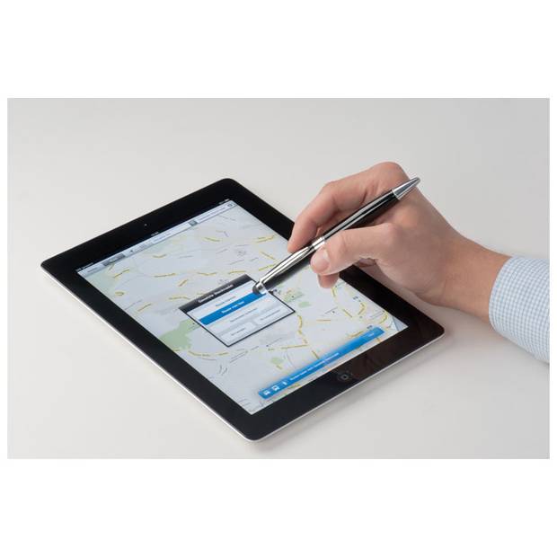 Kovové kuličkové pero se stylusem, modrá náplň, černá Kovové kuličkové pero se stylusem, modrá náplň, černá