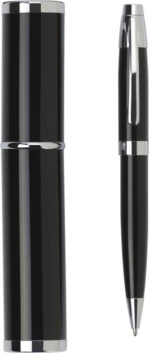 Kovové kuličkové pero v pouzdře, černá