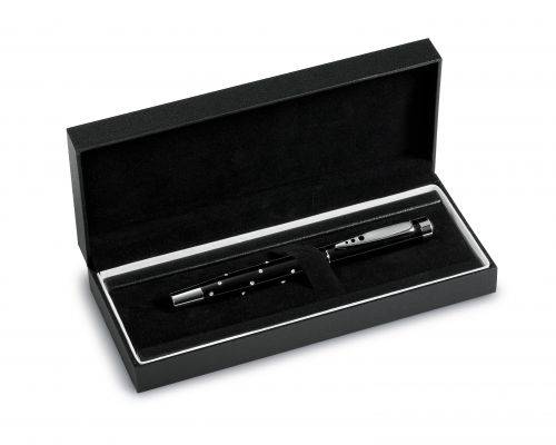 Kovové plniace pero s 24 kamienkami Swarovski, čierna