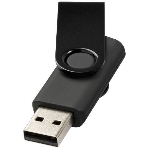 Kovový otočný USB flash disk, 4GB, černá