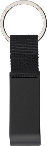 Kovový přívěsek na klíče s otvírákem na láhve, žeton, černá