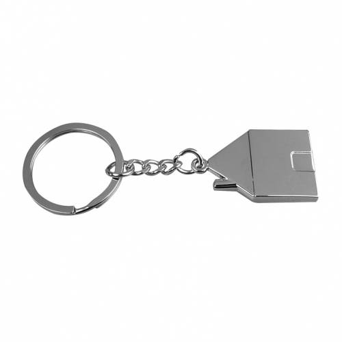 Kovový přívěsek na klíče, tvar domeček