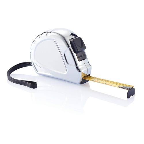 Kovový zvinovací meter, klip na opasok, 3m x 16mm, strieborná
