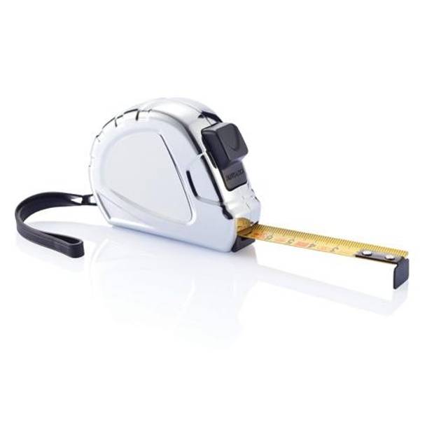 Kovový zvinovací meter, klip na opasok, 5m x 19mm, strieborná Kovový zvinovací meter, klip na opasok, 5m x 19mm, strieborná
