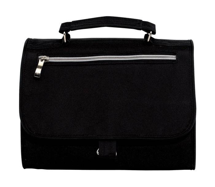 Kozmet.taška, rozkládacia s háčikom na zavesenie, čierna