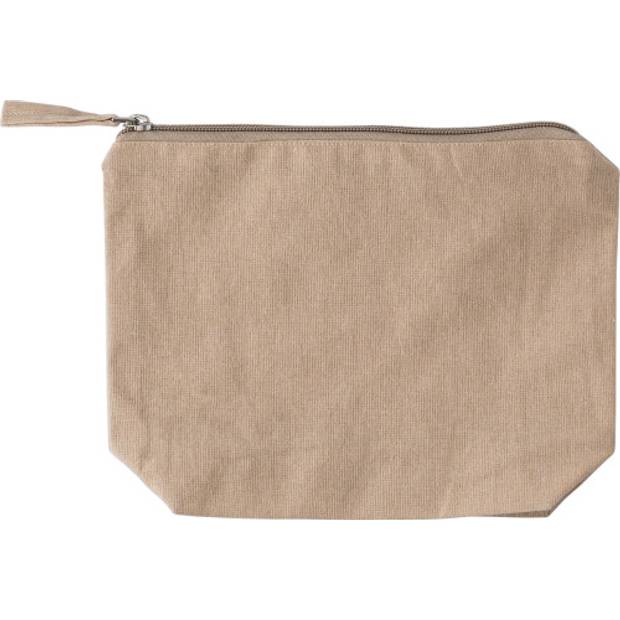 Kozmetická taštička z recyklovanej bavlny (180 gsm) Cressida, hnedá khaki Kozmetická taštička z recyklovanej bavlny (180 gsm) Cressida, hnedá khaki