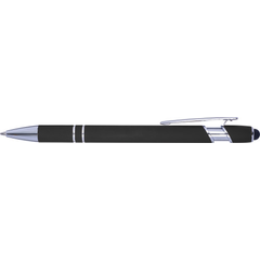 Obrázek k produktu Kuličkové pero se stylusem, modrou náplní a pogumovaným povrchem, černé
