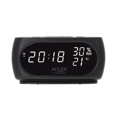 Obrázok ku produktu LED hodiny s teplomerom, čierna, ADLER AD1186