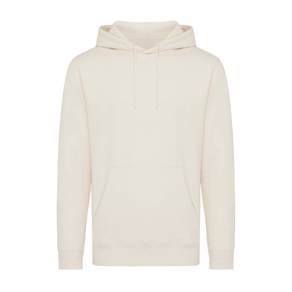 Lehká mikina s kapucí Iqoniq Rila z recykl. bavlny, bílá natural raw XXS