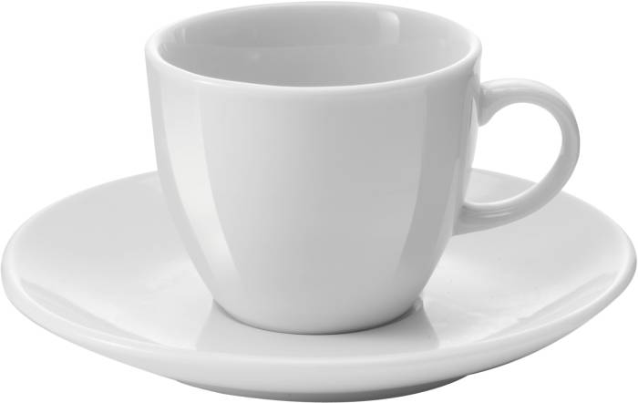 LEISURE porcelánová šálek s podšálkem, 80 ml, bílá