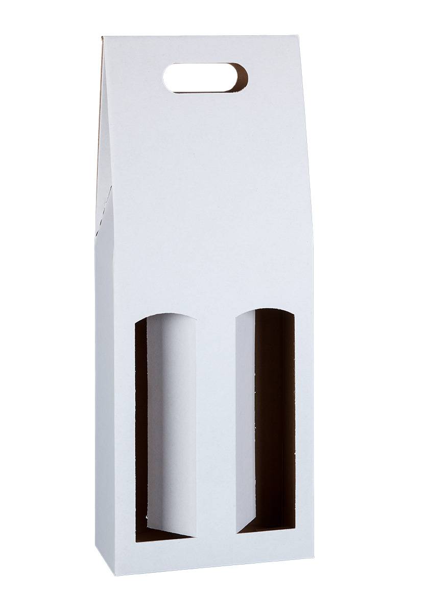 LEROS kartónová darčeková krabica na 2 fľaše vína, biela