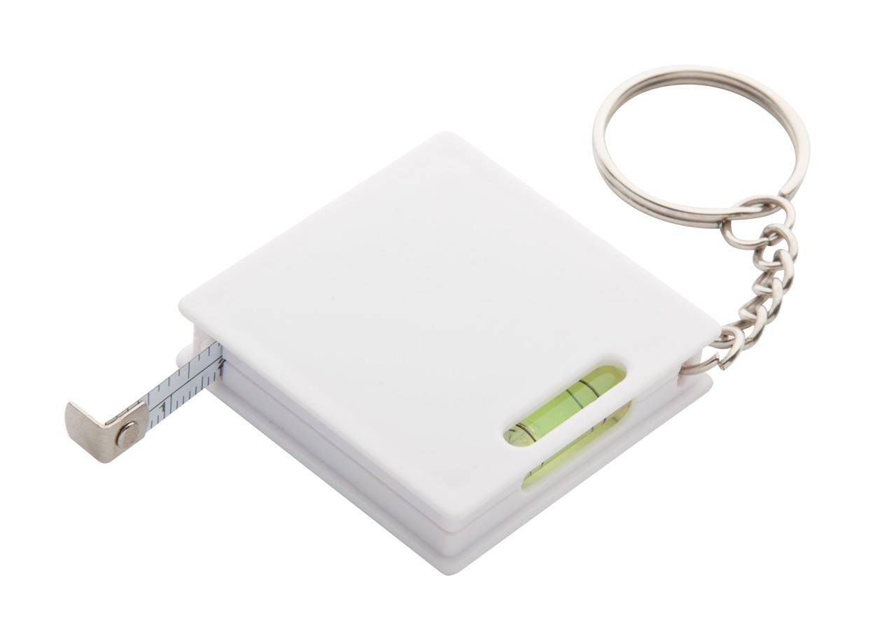 Level prívesok na kľúče s metrom, biela
