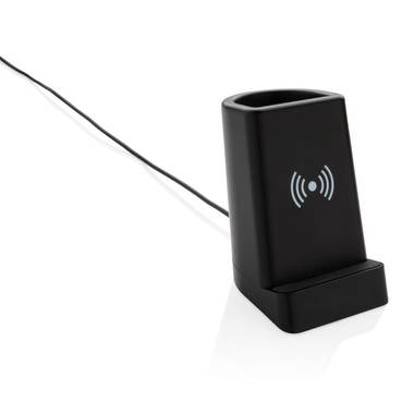 Light up bezdrôtovo nabíjací stojan 5W na telefón a perá, čierna