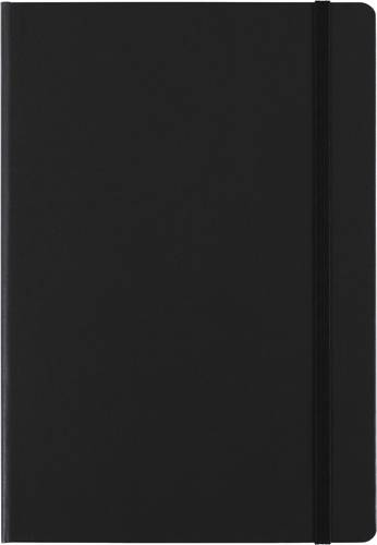 Linajkový zápisník A5 so záložkou a gumičkou, čierny