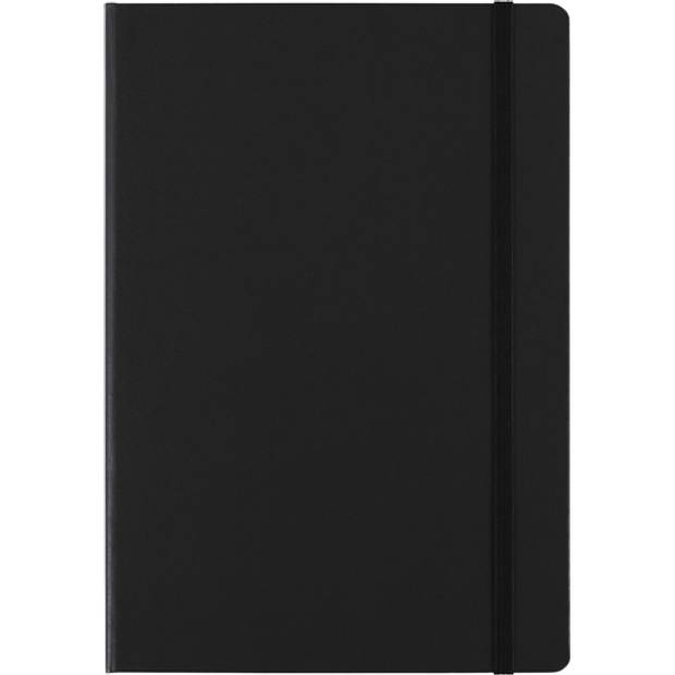 Linkovaný zápisník A5 se záložkou a gumičkou, černý Linkovaný zápisník A5 se záložkou a gumičkou, černý