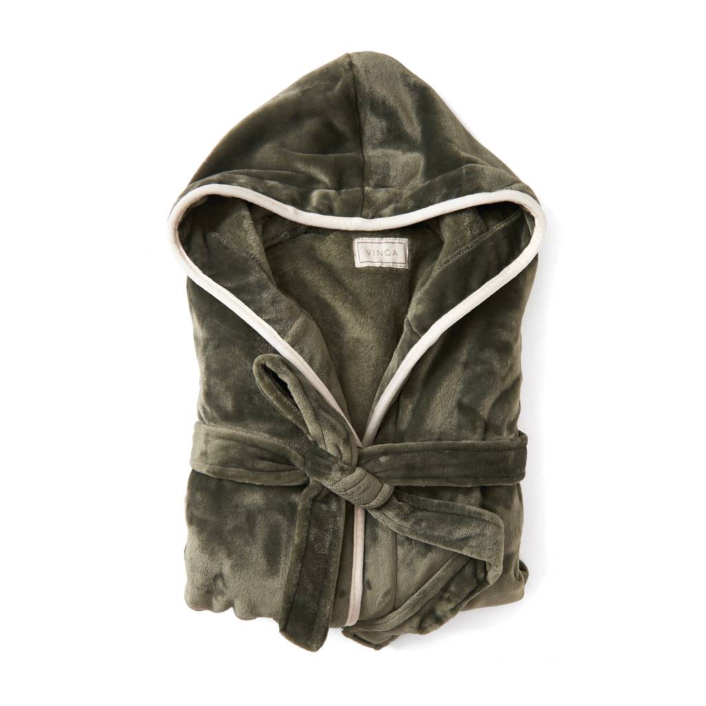 Luxusní župan VINGA Louis z plyšového materiálu RPET, šedá