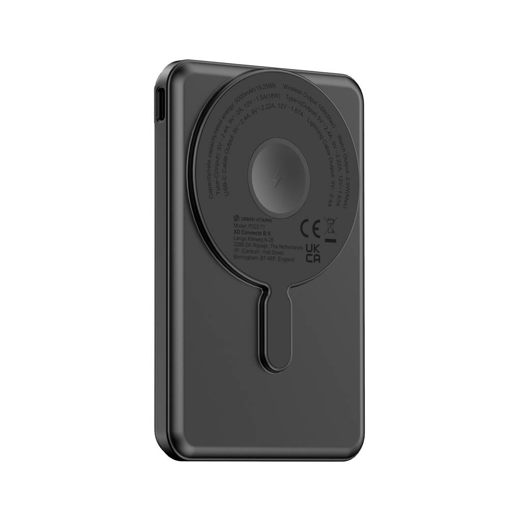 Magnetická powerbanka Urban Vitamin Redwood 5v1 5000mAh 20W, čierna