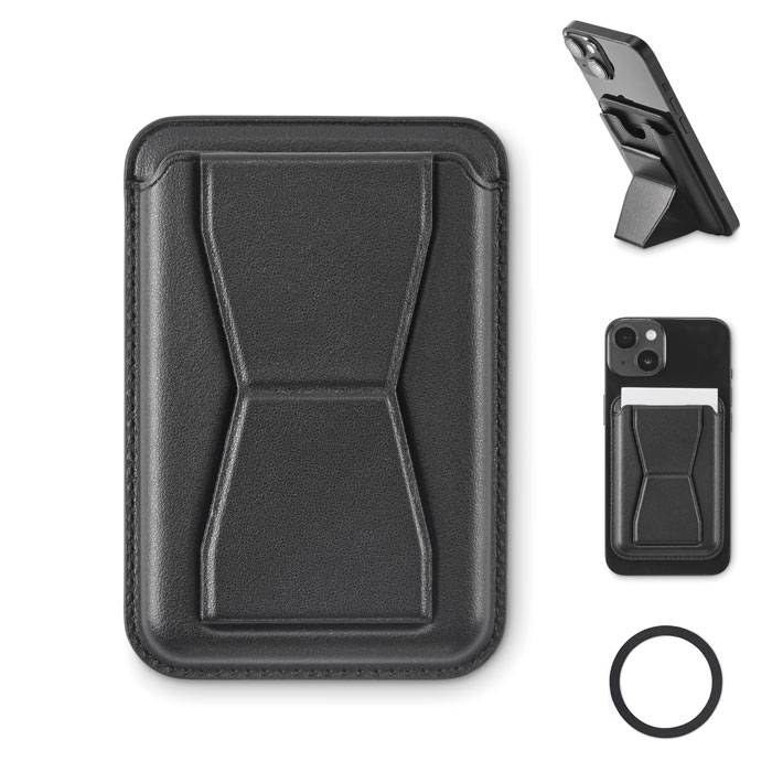 Magnetické PU puzdro na karty, čierna